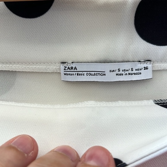 Zara White with Black Polka Dot Crop Top - Picture 2 of 3